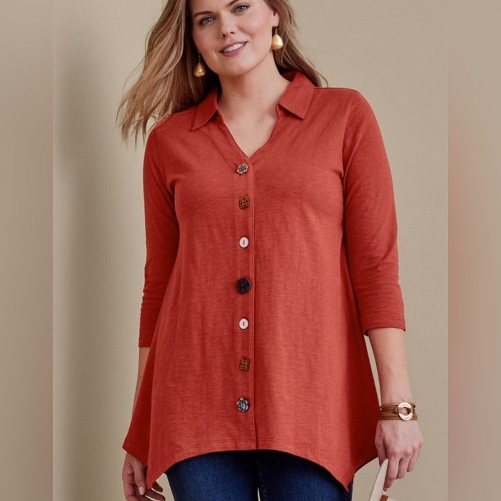 Soft Surroundings Button-Up Top Size M